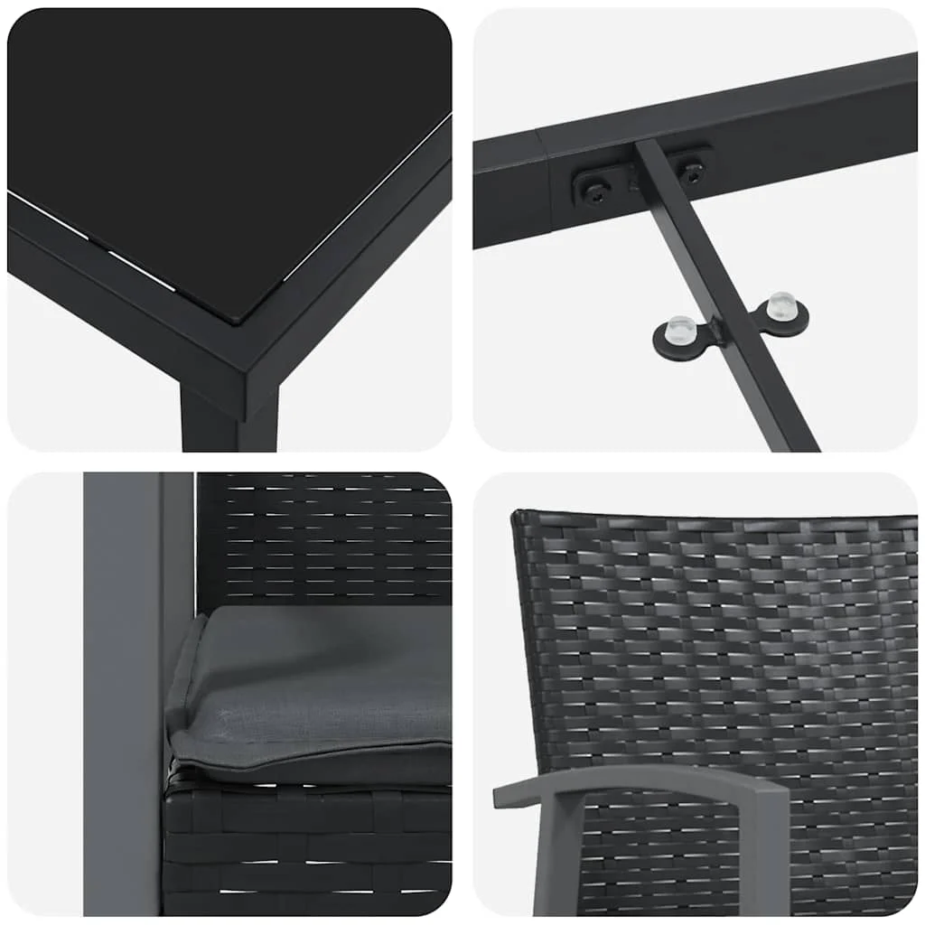 Záhradný jedálenský set 5 pcs Čierna a Šedá PE ratan