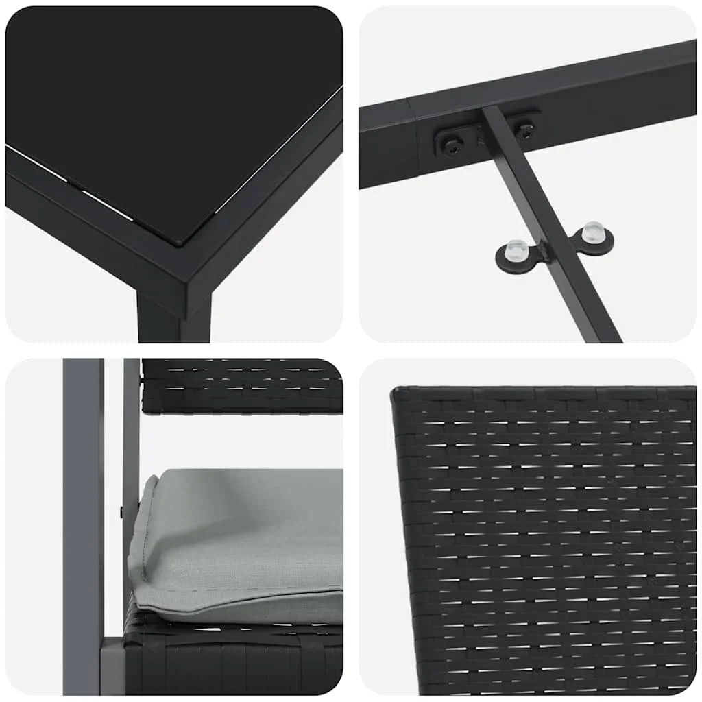 Záhradný jedálenský set 5 pcs Čierna a svetlo šedá PE ratan