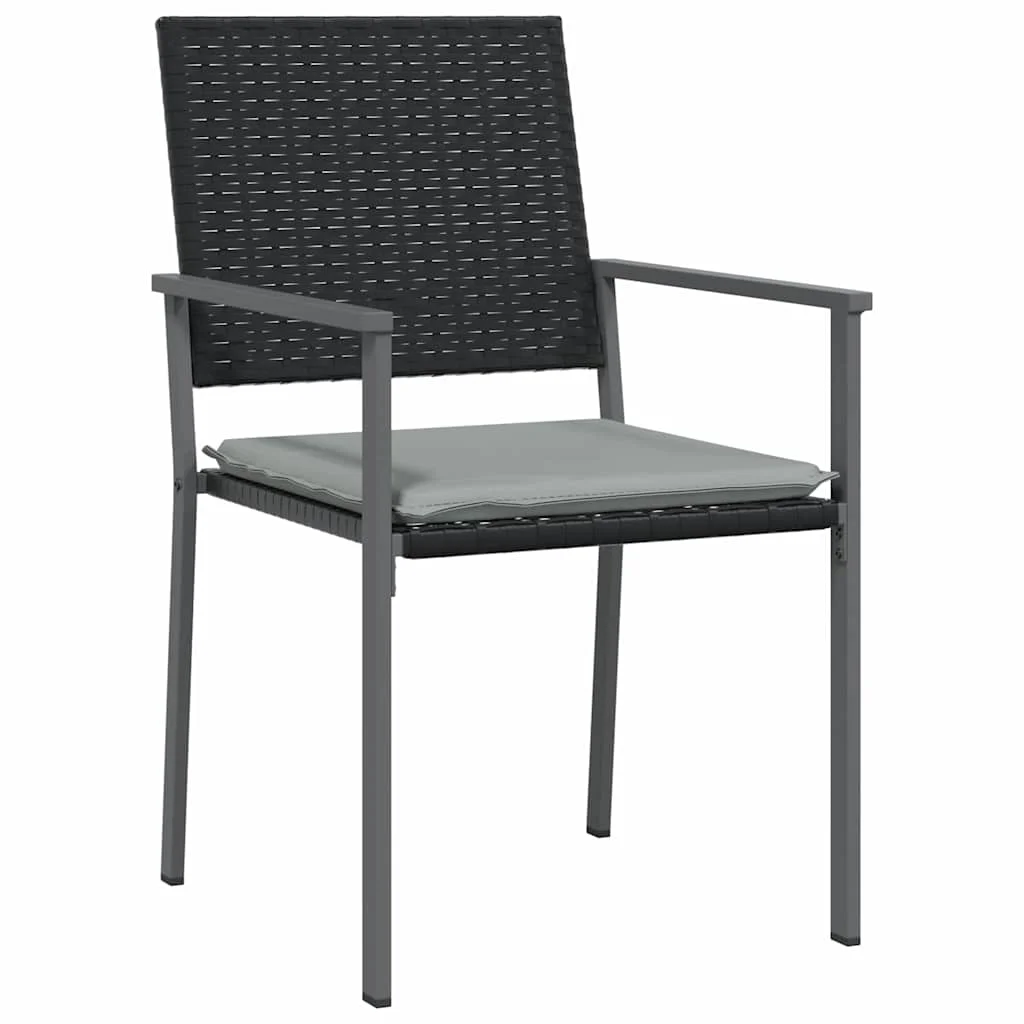 Záhradný jedálenský set 5 pcs Čierna a svetlo šedá PE ratan