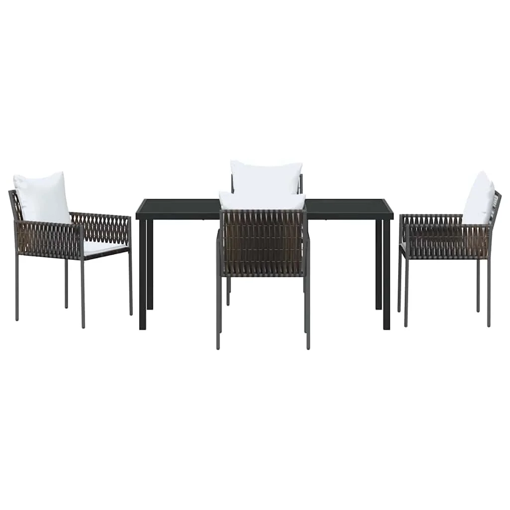 Záhradný jedálenský set 5 pcs Hnedá a čierna PE ratan