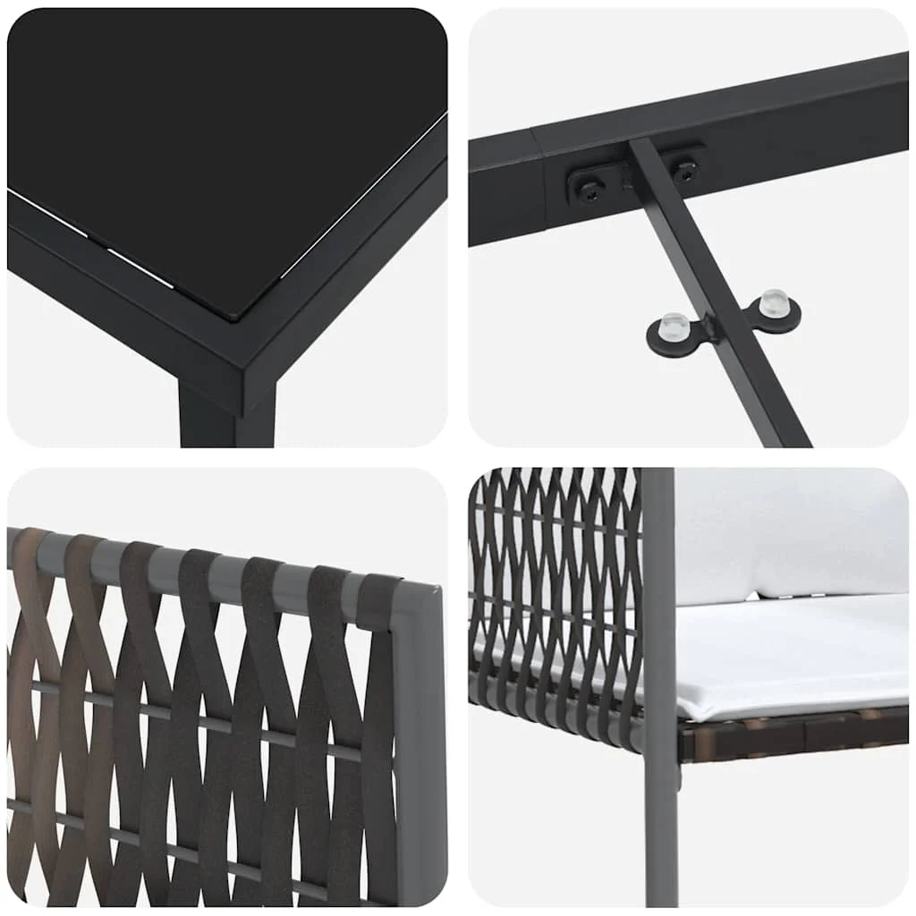Záhradný jedálenský set 5 pcs Hnedá a čierna PE ratan