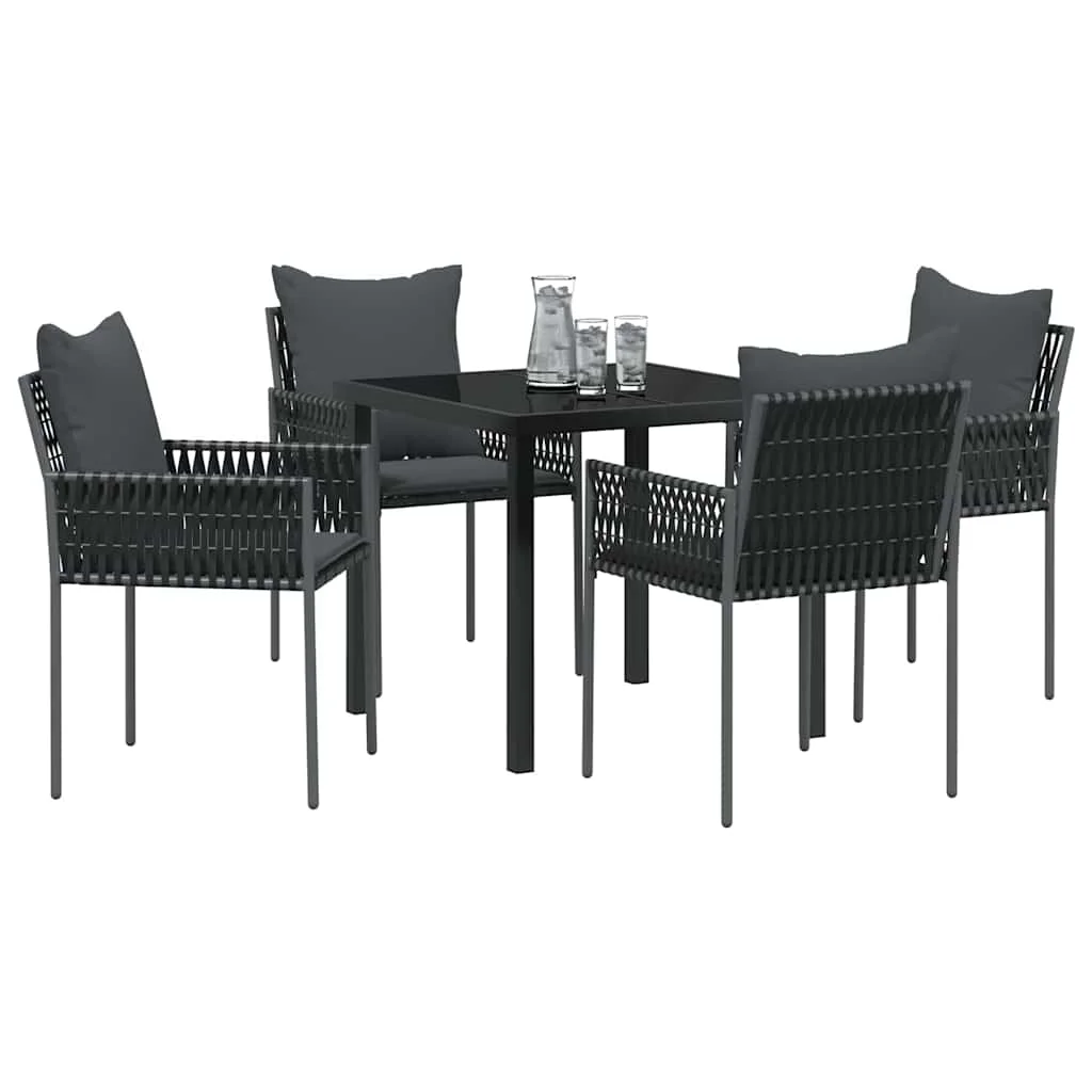 Záhradný jedálenský set 5 pcs Čierna Poly ratan