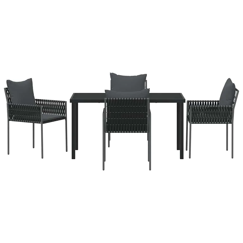 Záhradný jedálenský set 5 pcs Čierna a Šedá PE ratan
