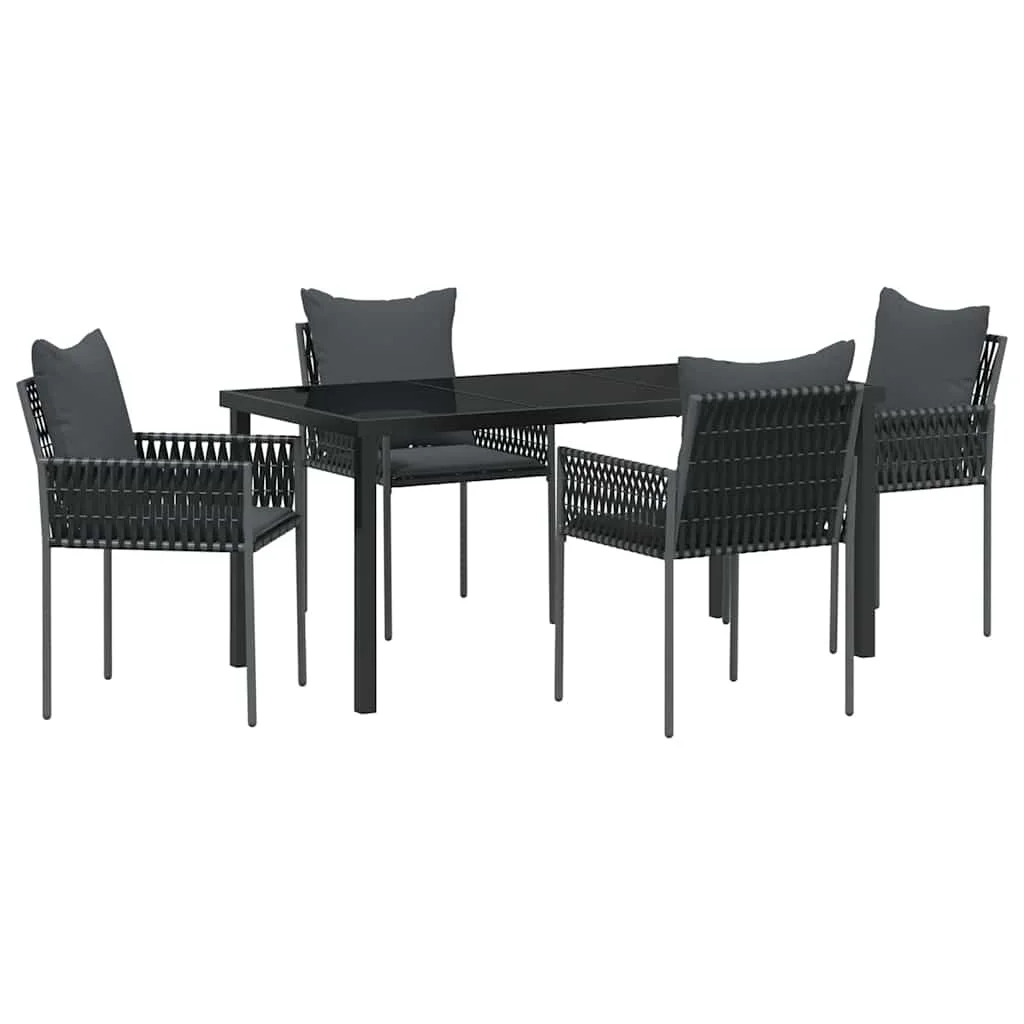 Záhradný jedálenský set 5 pcs Čierna a Šedá PE ratan