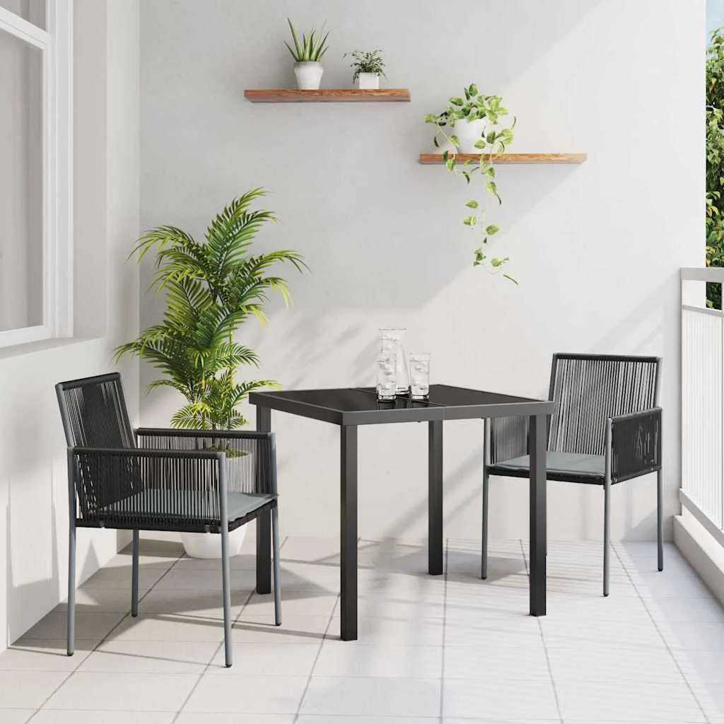 Záhradný jedálenský set 3 pcs Čierna PE ratan