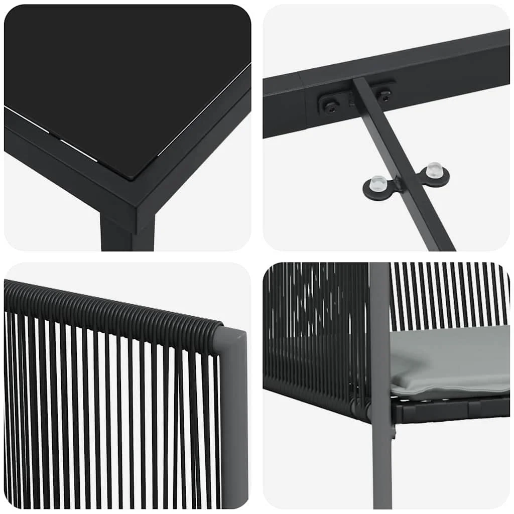 Záhradný jedálenský set 5 pcs Čierna PE ratan