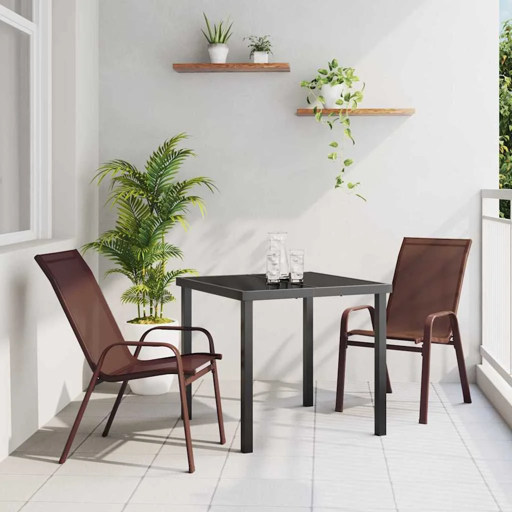 Záhradný jedálenský set 3 pcs Hnedá a čierna Práškovaná oceľ