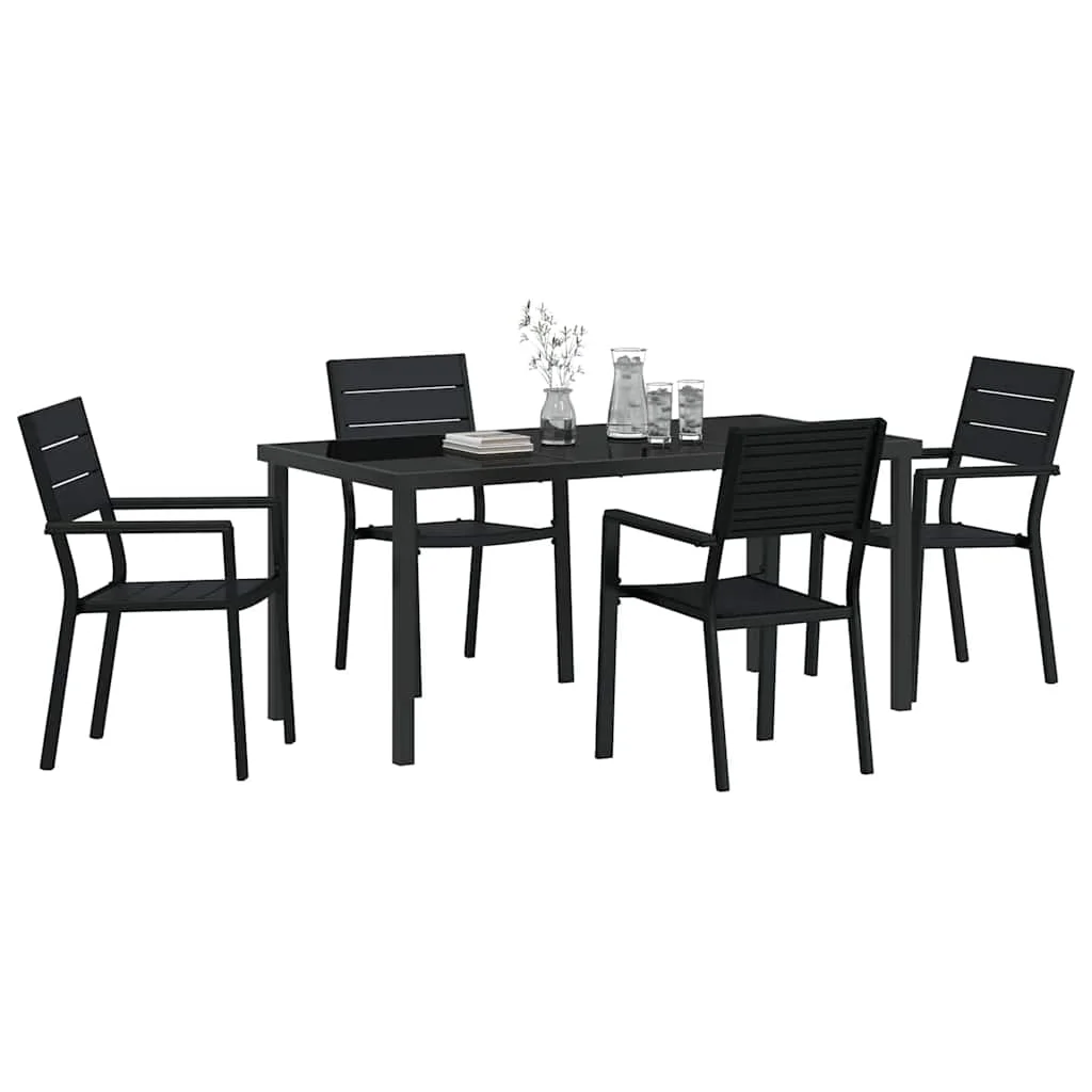 Záhradný jedálenský set 5 pcs Čierna