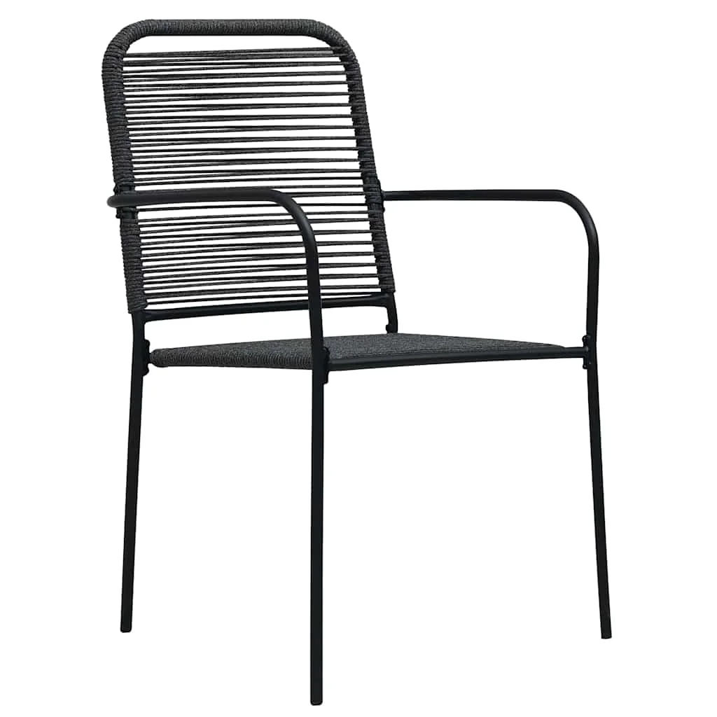 Záhradný jedálenský set 5 pcs Čierna Bavlnené lano a oceľ