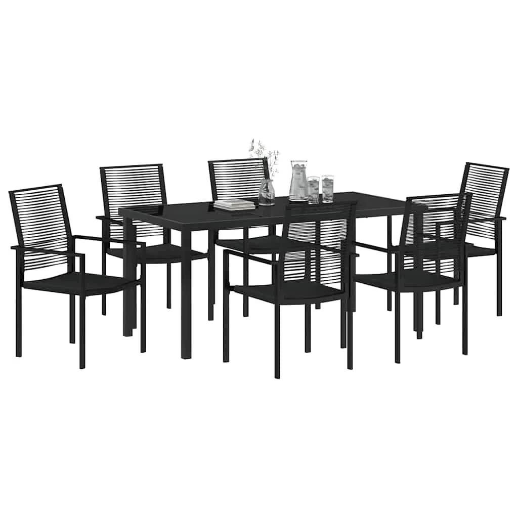Záhradný jedálenský set 7 pcs Čierna