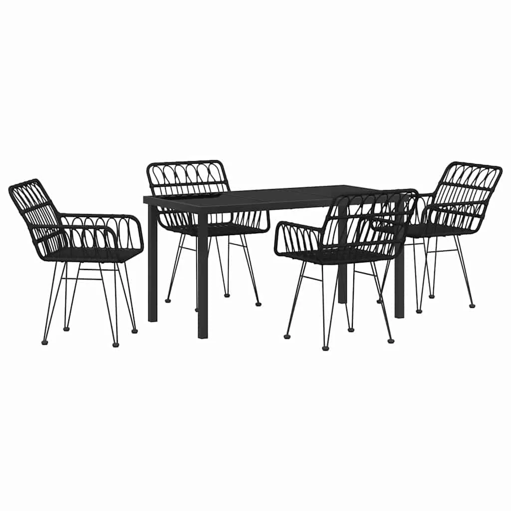 Záhradný jedálenský set 5 pcs Čierna Poly ratan