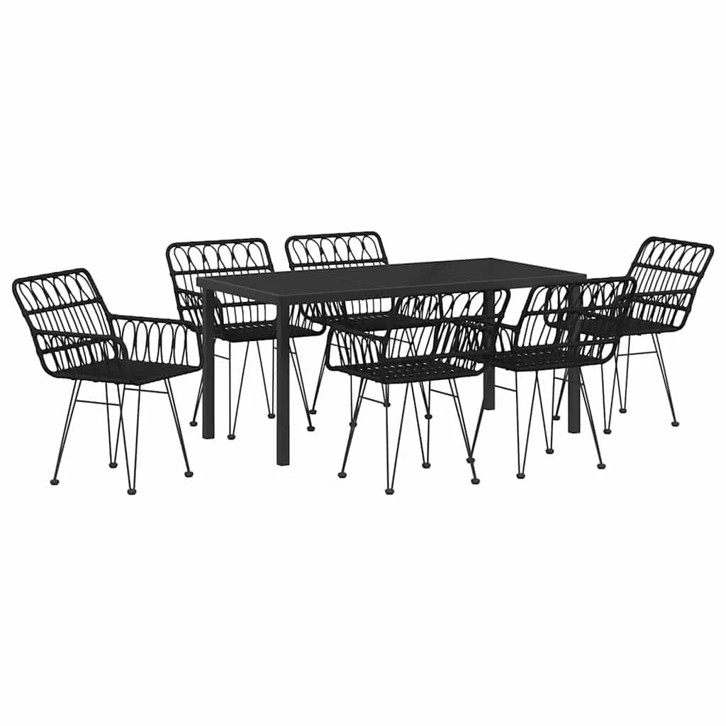 Záhradný jedálenský set 7 pcs Čierna