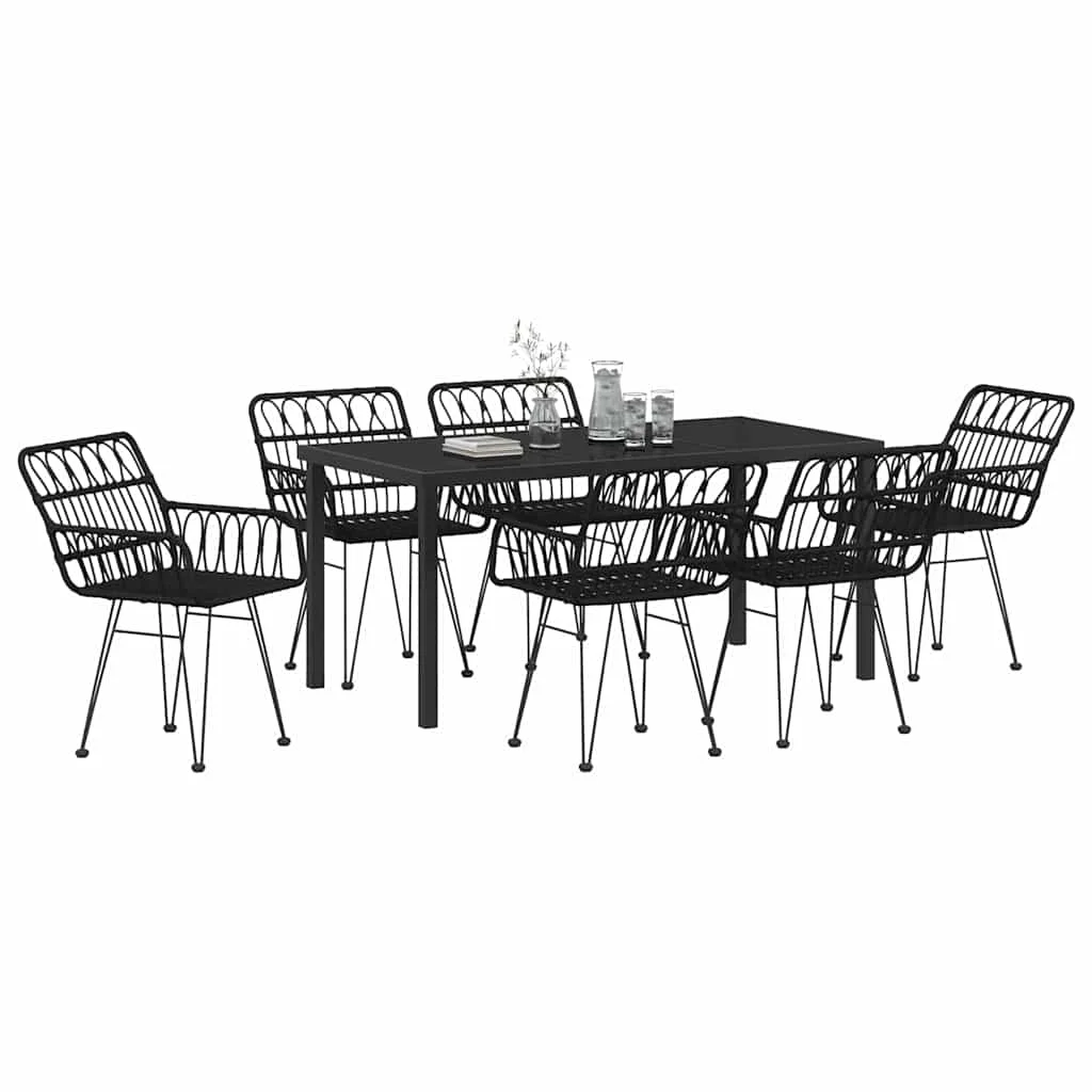 Záhradný jedálenský set 7 pcs Čierna
