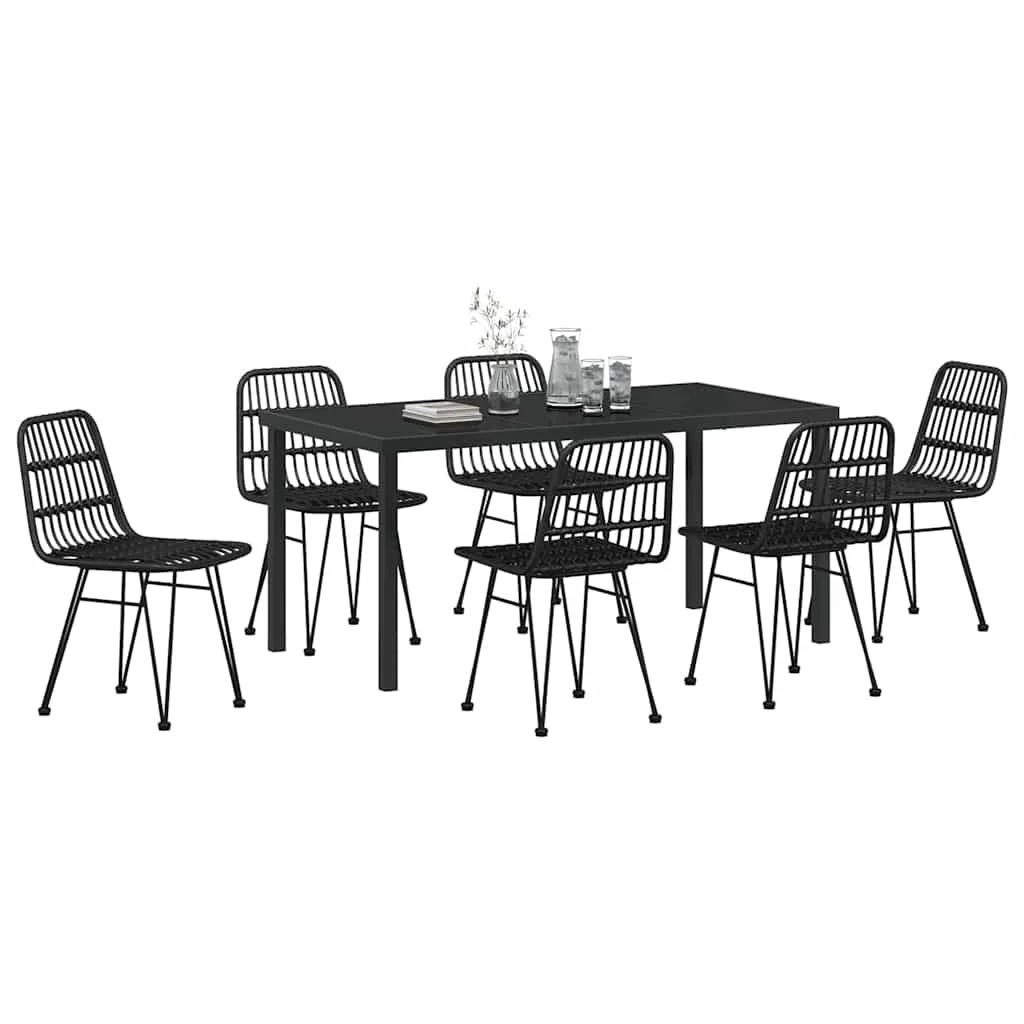 Záhradný jedálenský set 7 pcs Čierna