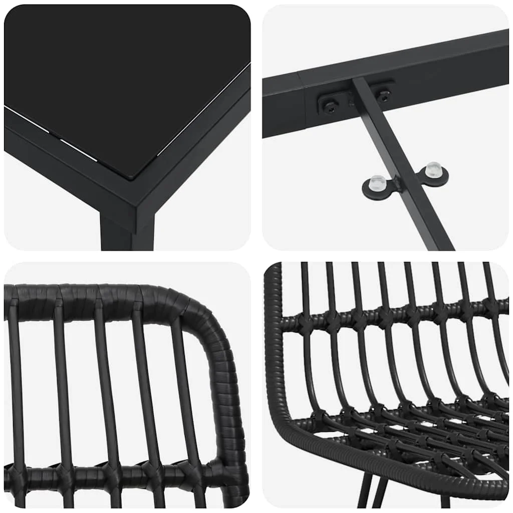 Záhradný jedálenský set 7 pcs Čierna