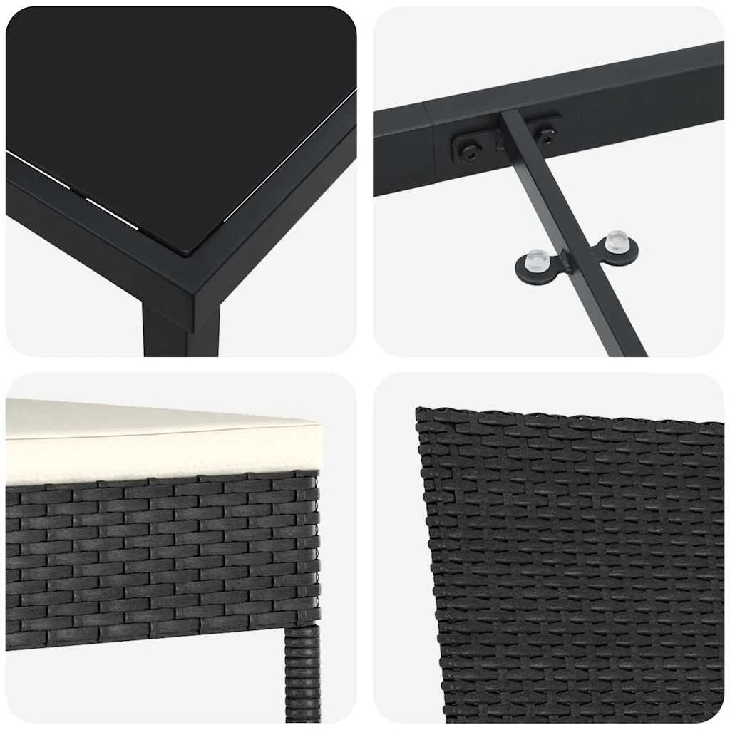 Záhradný jedálenský set 7 pcs Čierna