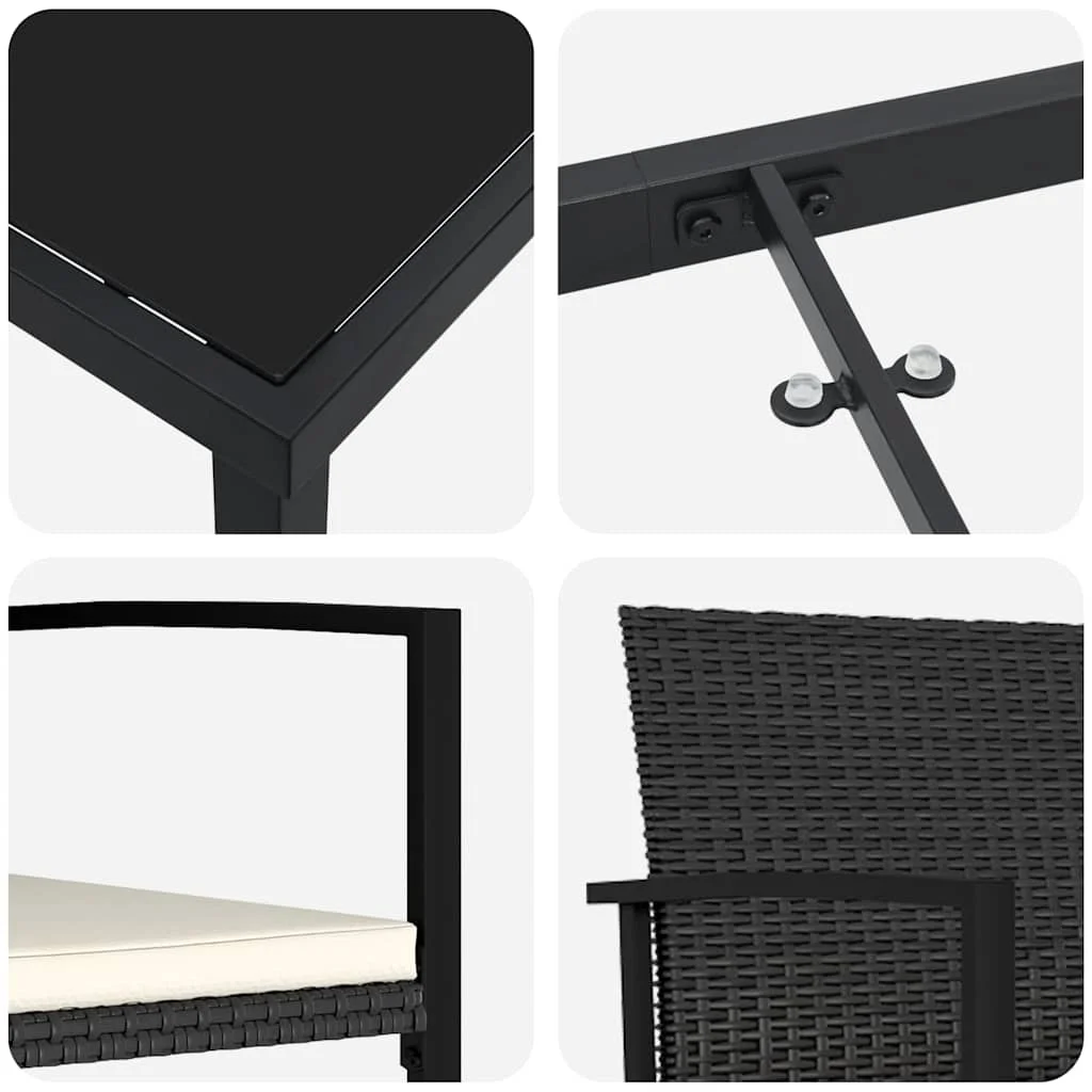 Záhradný jedálenský set 5 pcs Čierna