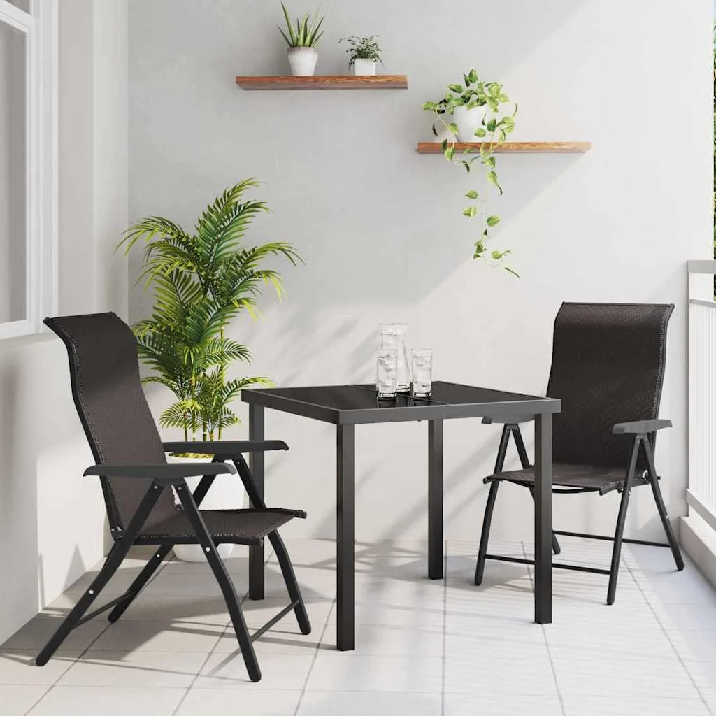Záhradný jedálenský set 3 pcs Čierna káva Poly ratan