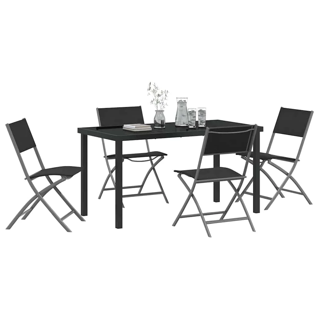Záhradný jedálenský set 5 pcs Čierna