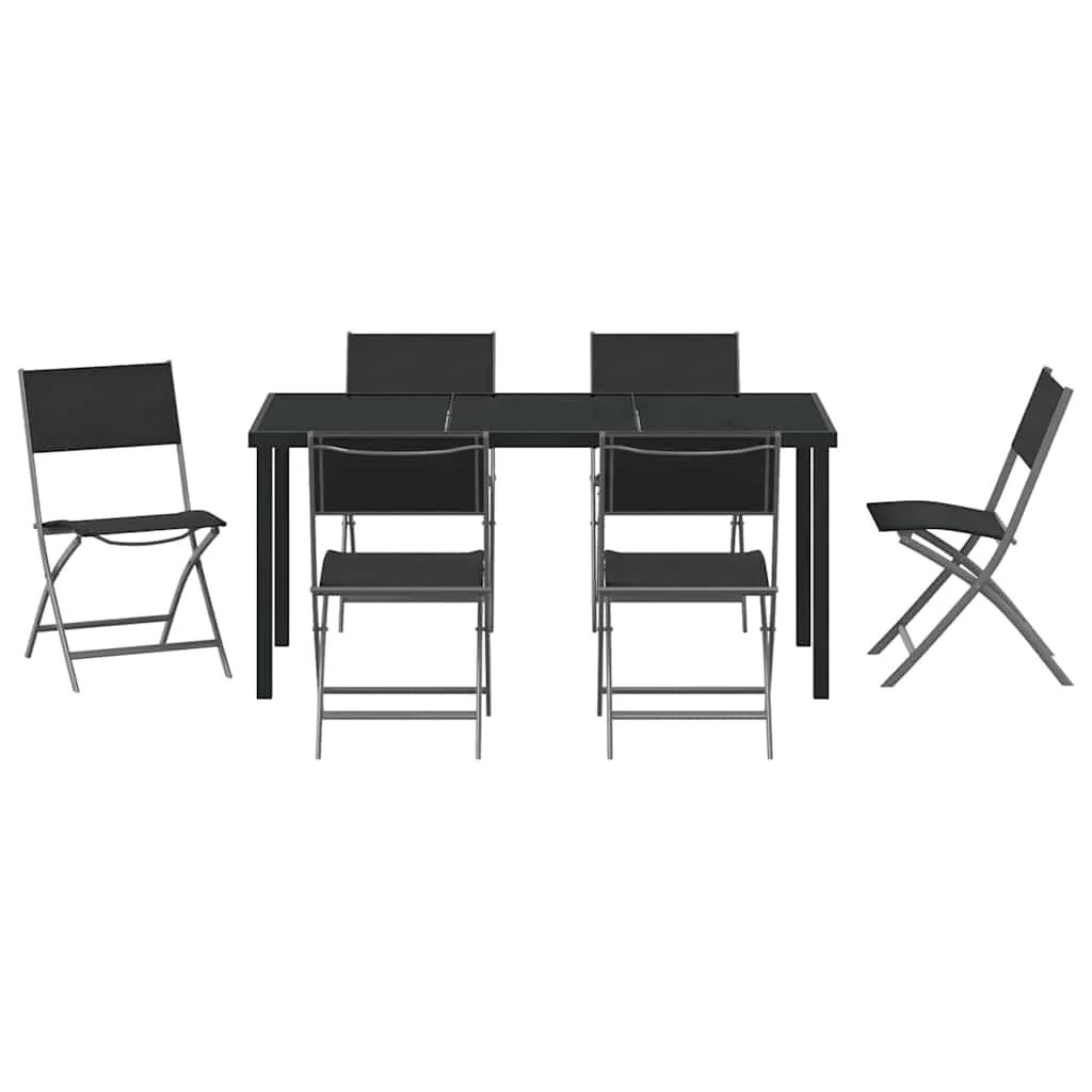 Záhradný jedálenský set 7 pcs Čierna