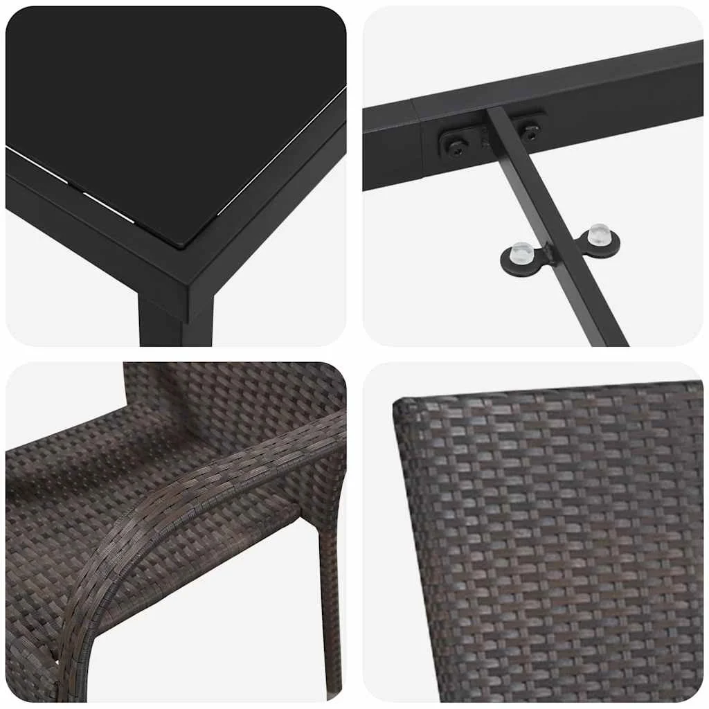 Záhradný jedálenský set 5 pcs Hnedá