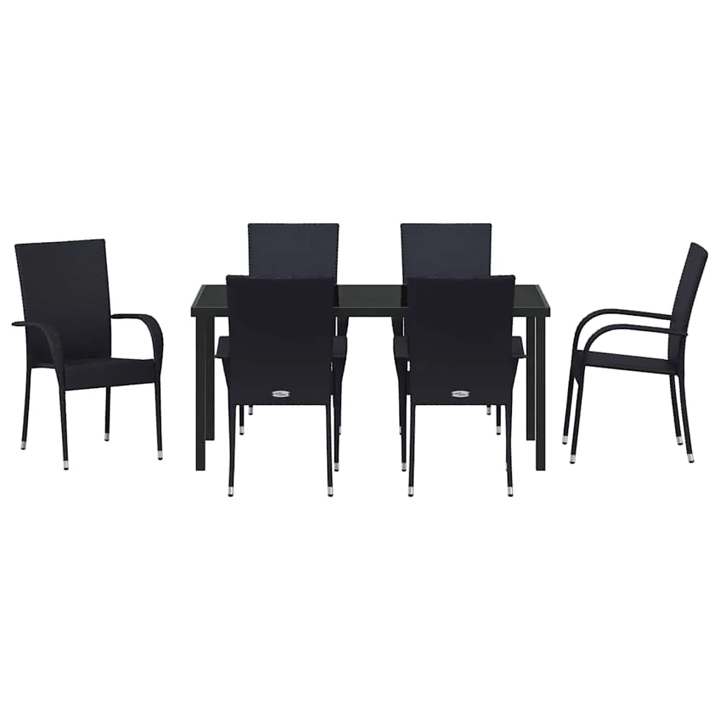 Záhradný jedálenský set 7 pcs Čierna