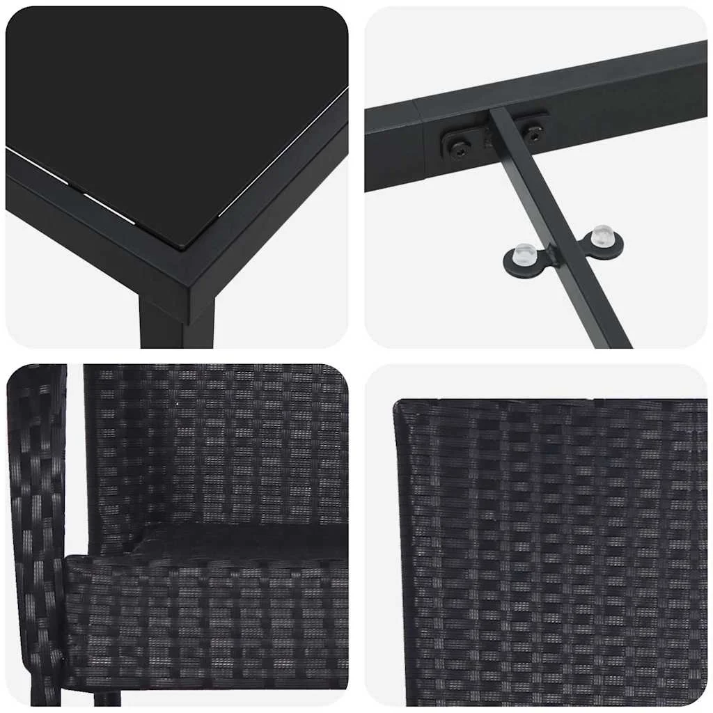 Záhradný jedálenský set 7 pcs Čierna