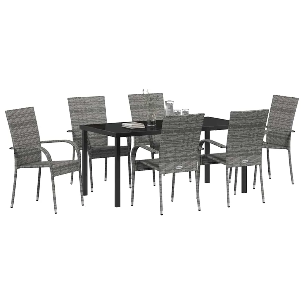Záhradný jedálenský set 7 pcs Sivá