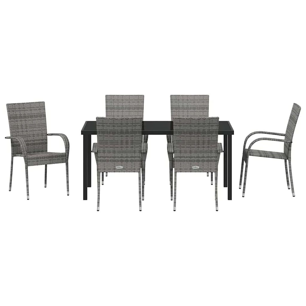Záhradný jedálenský set 7 pcs Sivá