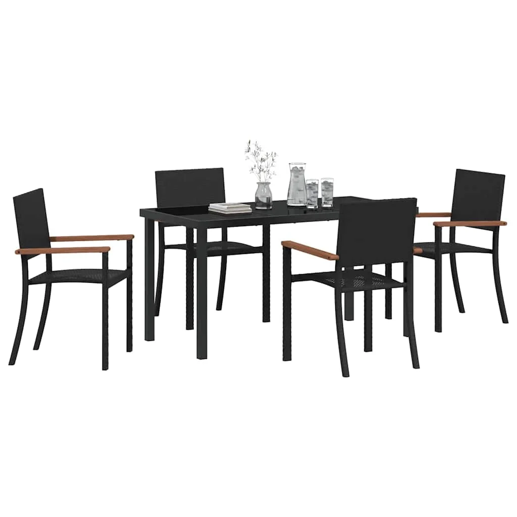 Záhradný jedálenský set 5 pcs Čierna