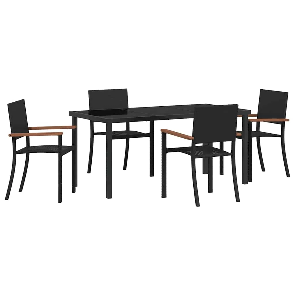 Záhradný jedálenský set 5 pcs Čierna