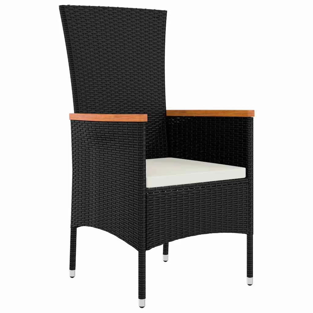 Záhradný jedálenský set s vankúšom 5 pcs Čierna
