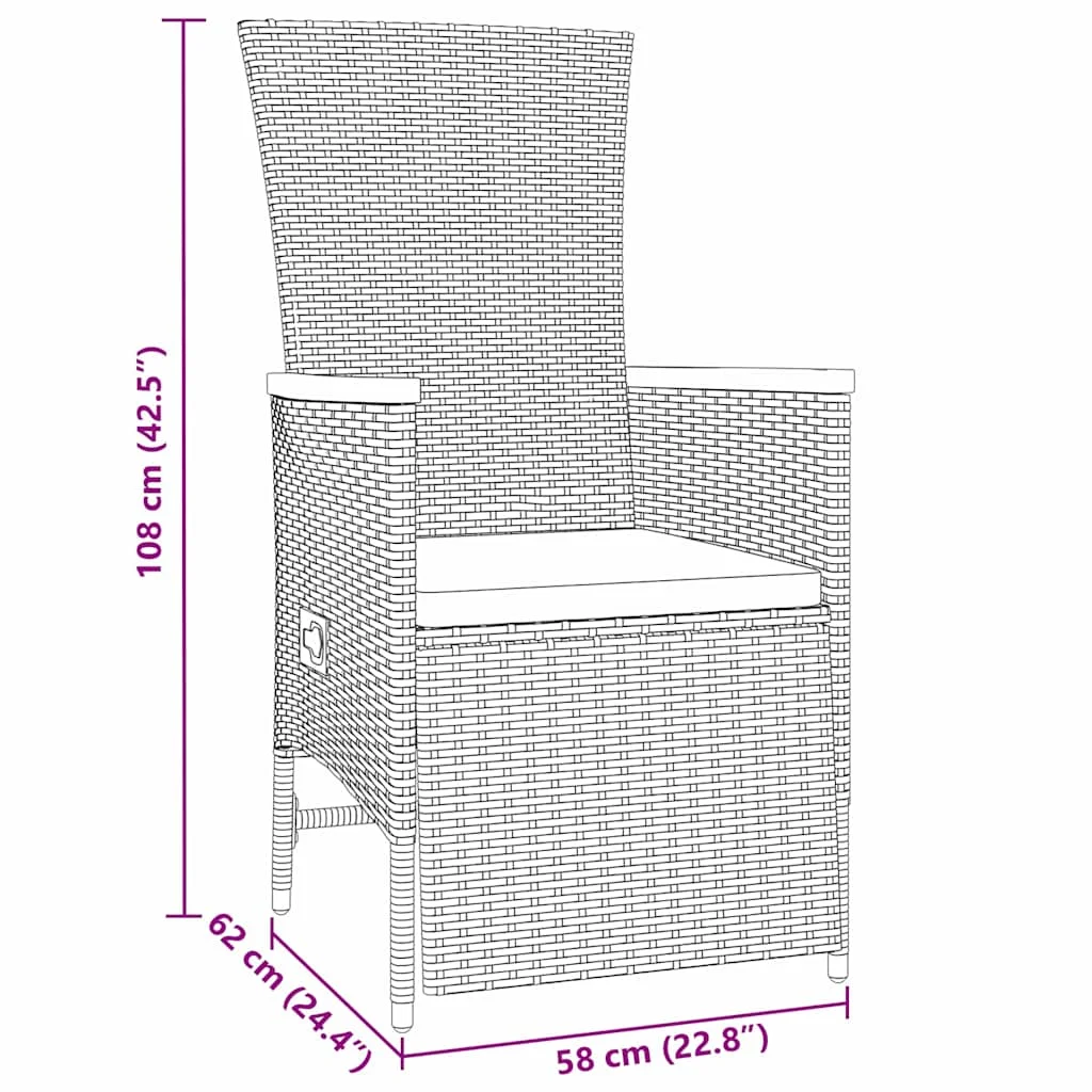 Záhradný jedálenský set s vankúšom 5 pcs Sivá polyratan