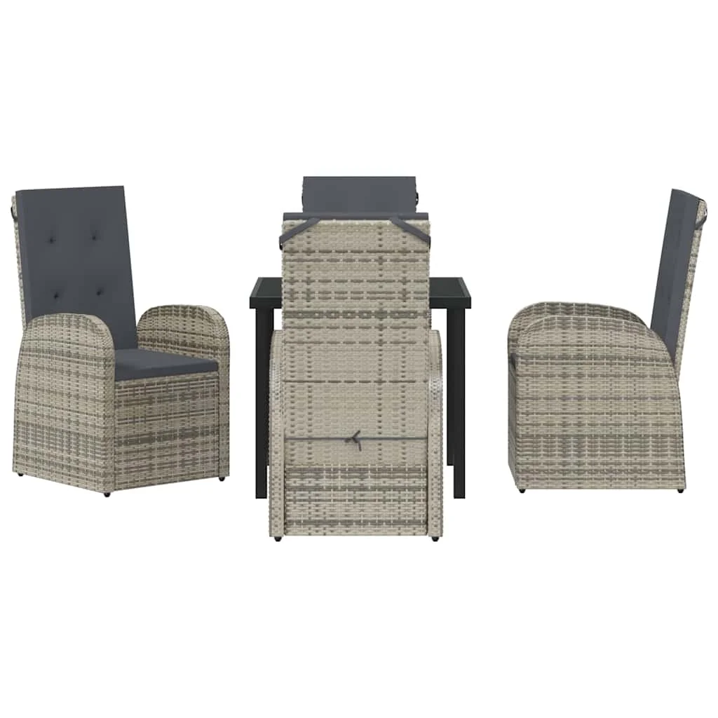 Záhradný jedálenský set s vankúšom 5 pcs Sivá polyratan