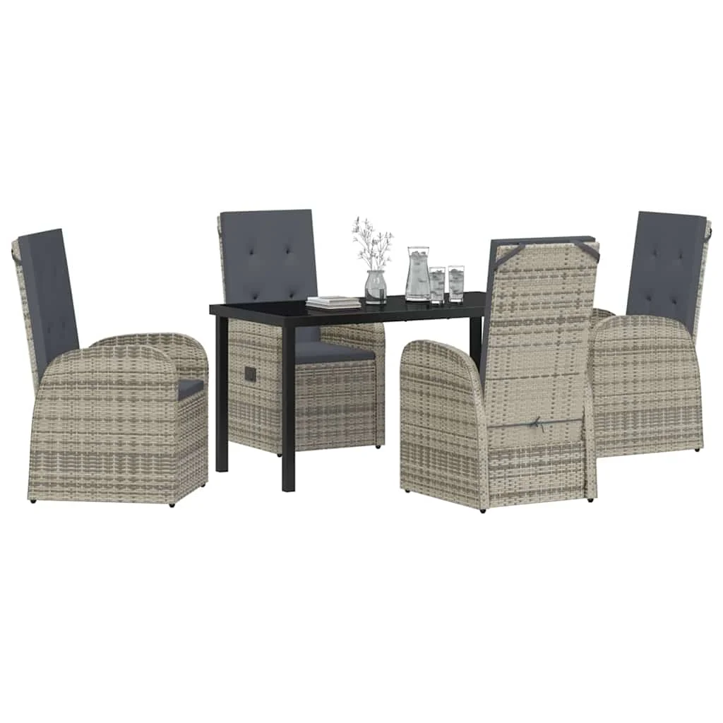 Záhradný jedálenský set s vankúšom 5 pcs Sivá polyratan