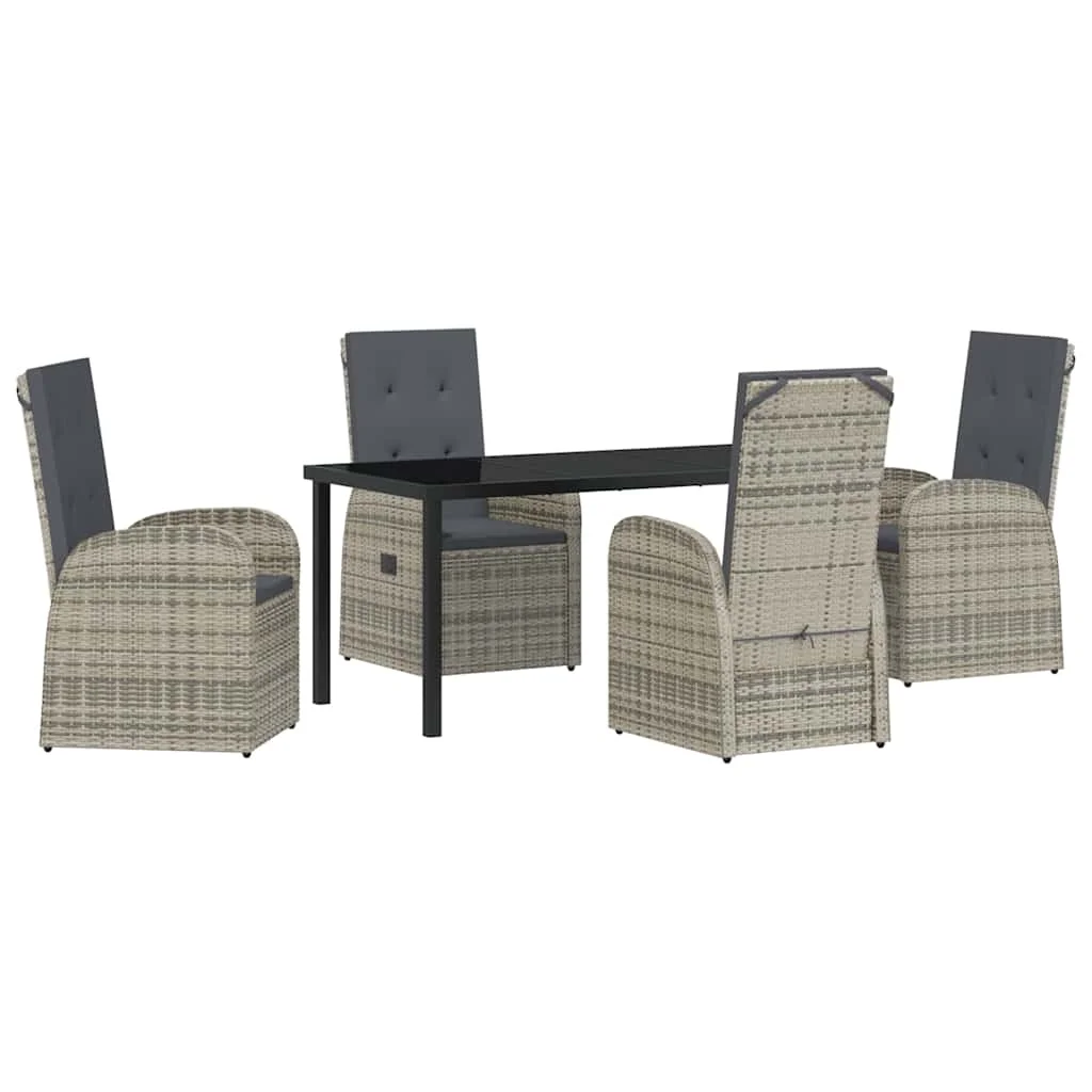 Záhradný jedálenský set s vankúšom 5 pcs Sivá polyratan