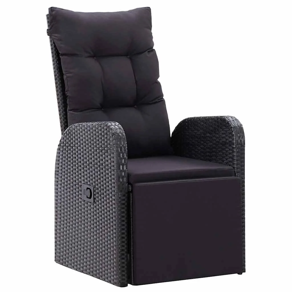 Záhradný jedálenský set s vankúšom 5 pcs Čierna polyratan