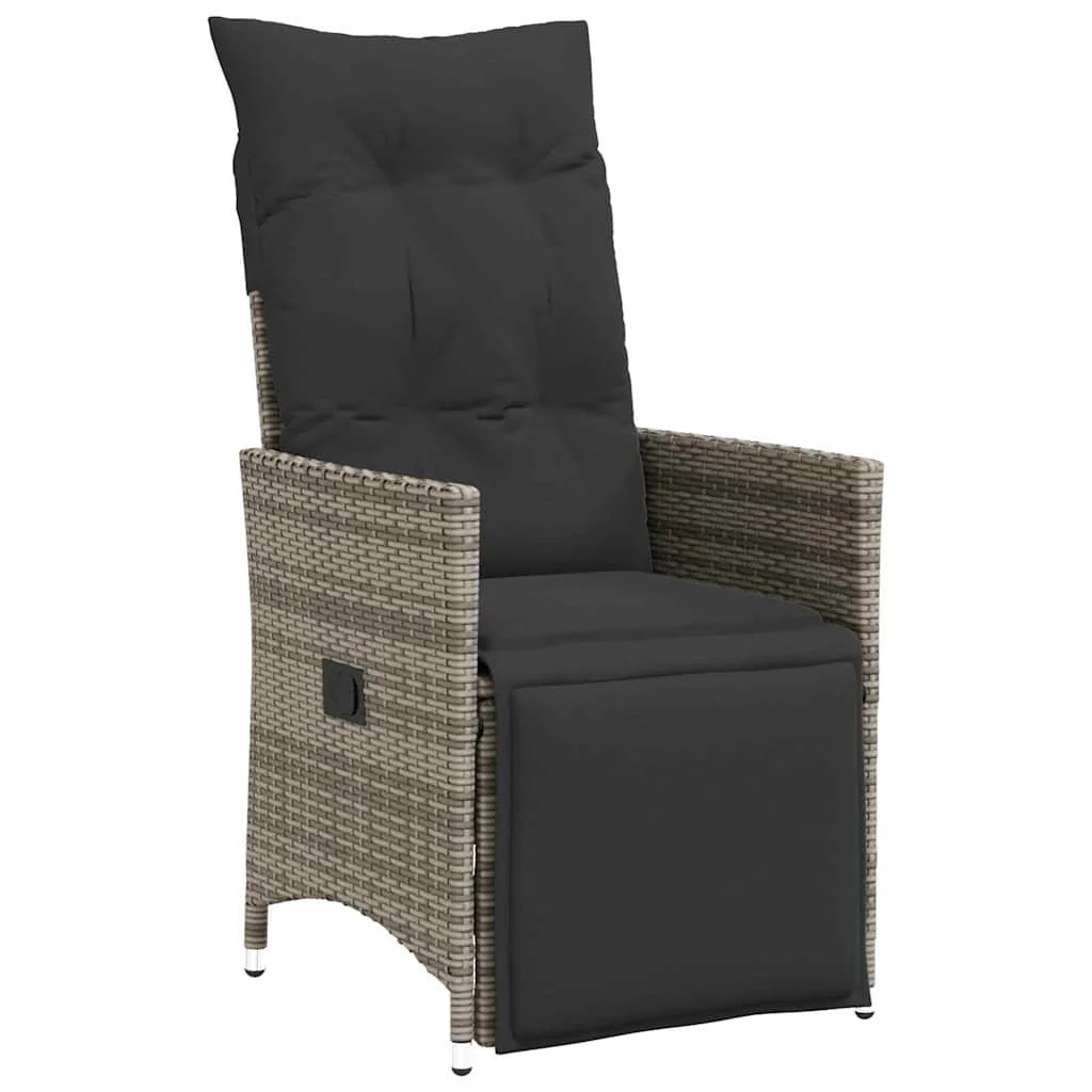 Záhradný jedálenský set s vankúšom 7 pcs Sivá polyratan