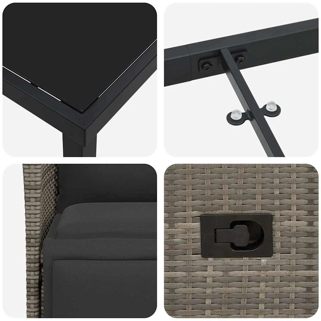Záhradný jedálenský set s vankúšom 7 pcs Sivá polyratan