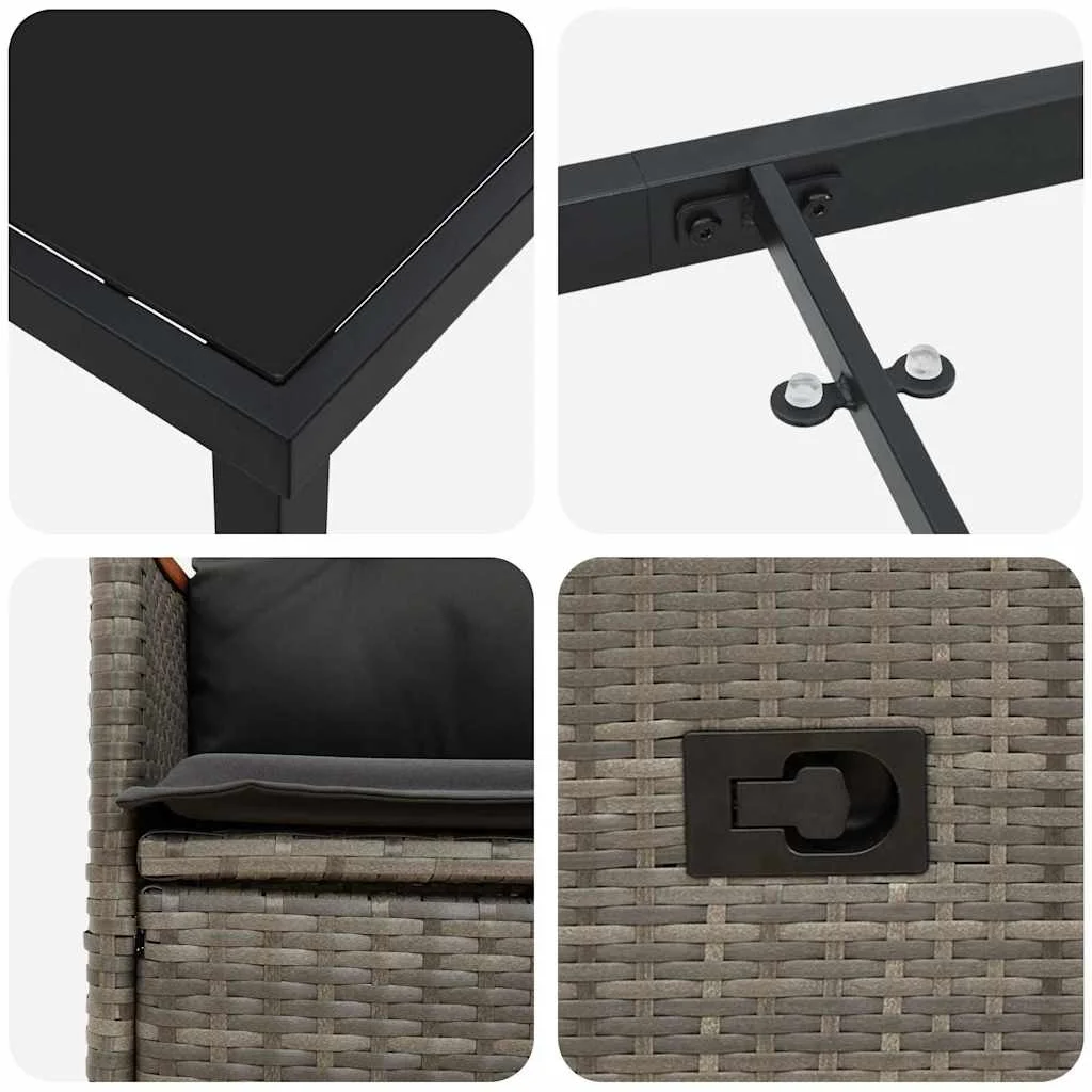 Záhradný jedálenský set s vankúšom 5 pcs Sivá polyratan