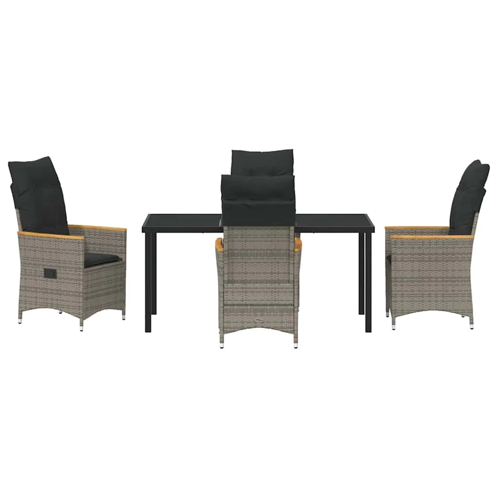 Záhradný jedálenský set s vankúšom 5 pcs Sivá polyratan