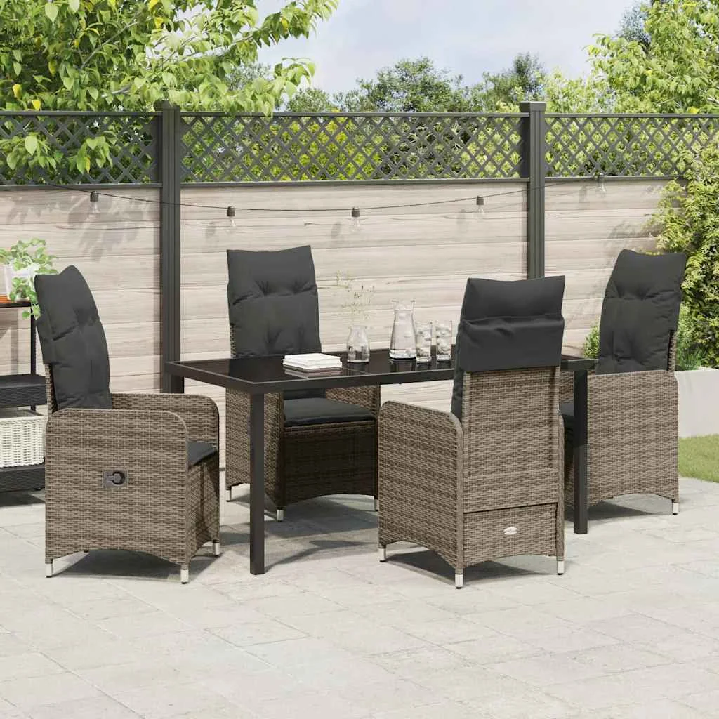 Záhradný jedálenský set s vankúšom 5 pcs Sivá Poly ratan