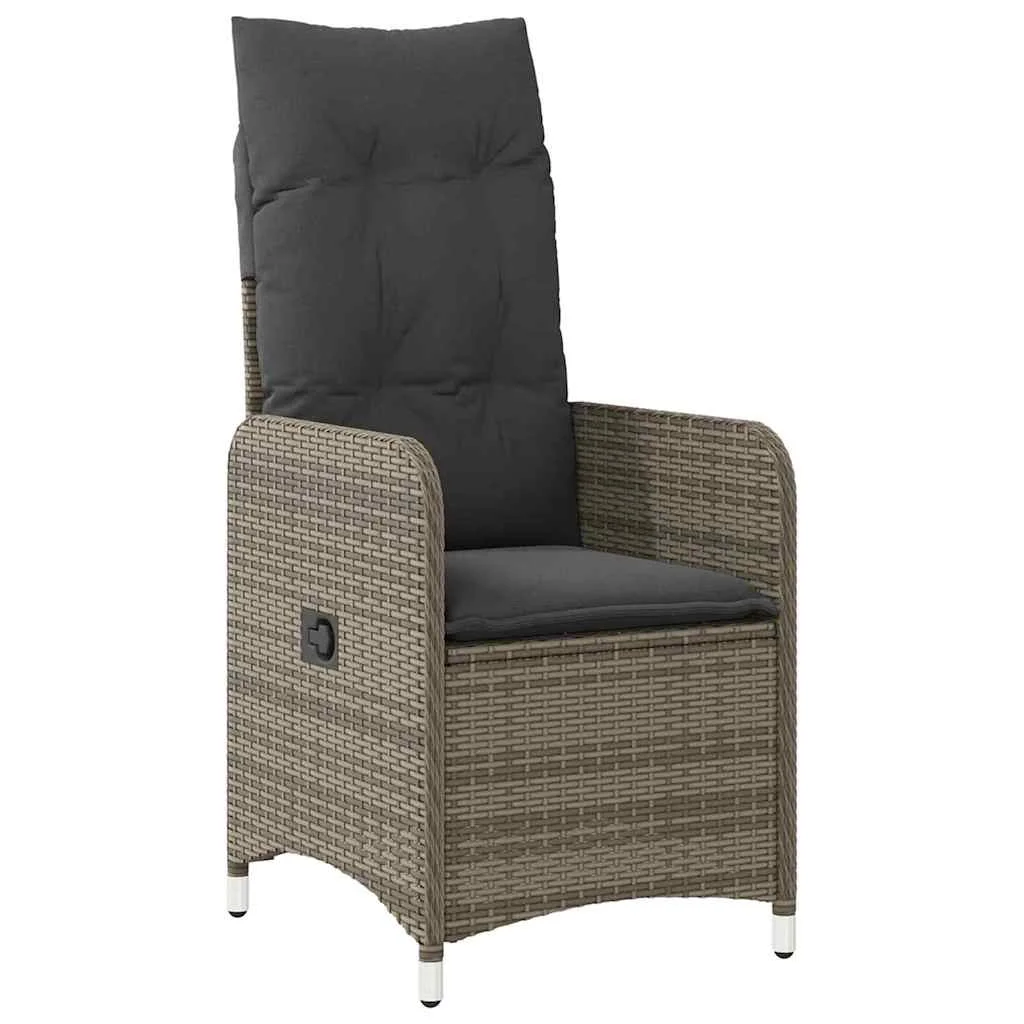 Záhradný jedálenský set s vankúšom 5 pcs Sivá Poly ratan