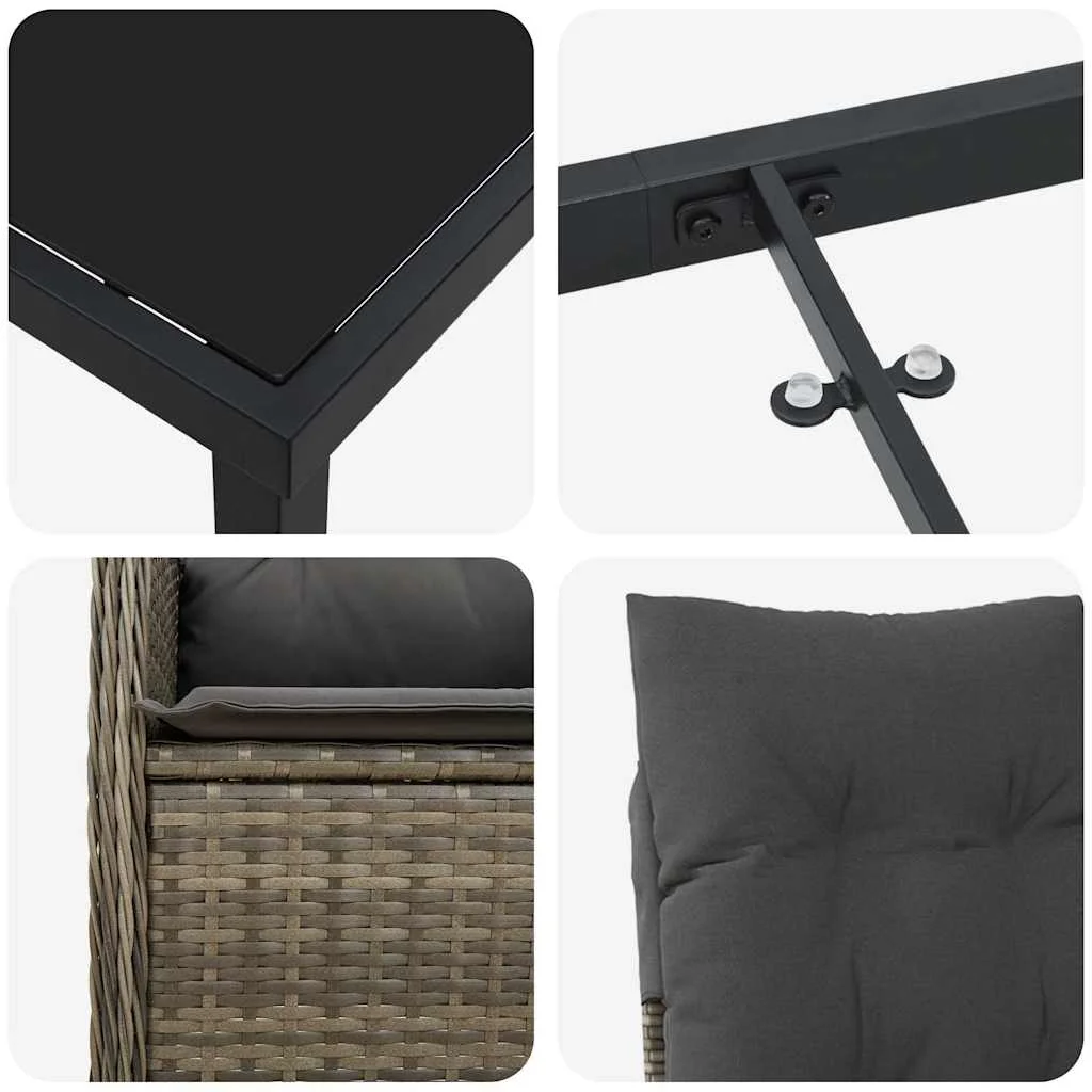 Záhradný jedálenský set s vankúšom 5 pcs Sivá Poly ratan