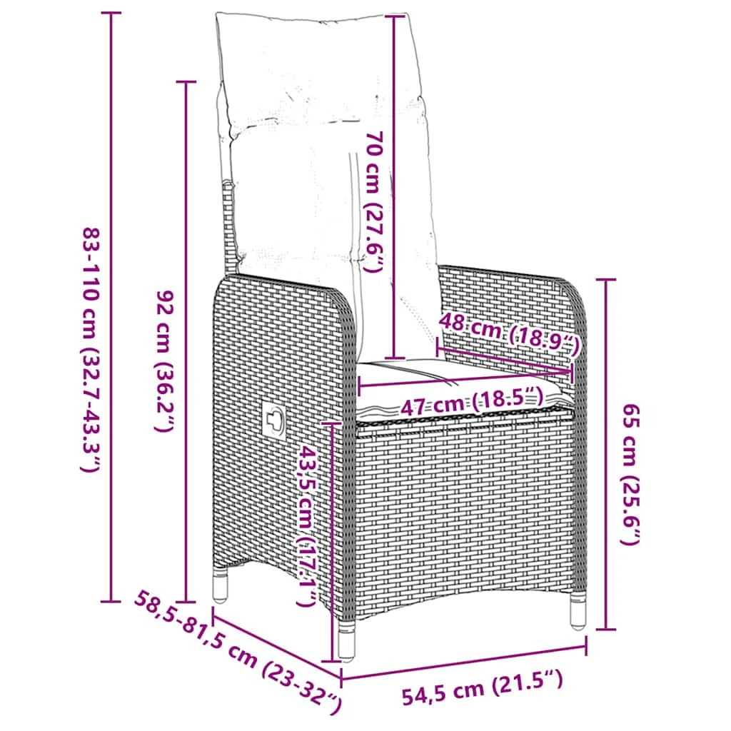 Záhradný jedálenský set s vankúšom 5 pcs Sivá Poly ratan