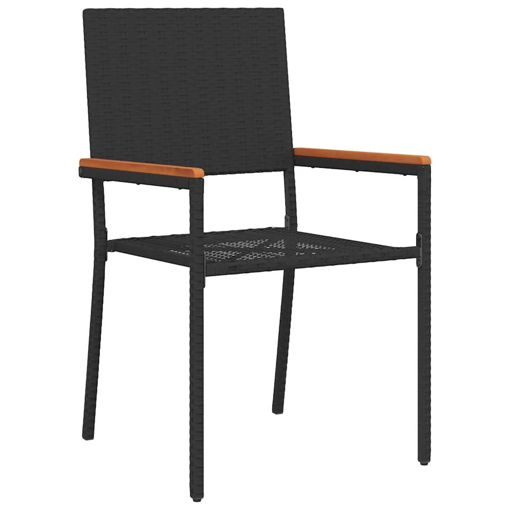 Záhradný jedálenský set s vankúšom 5 pcs Čierna polyratan