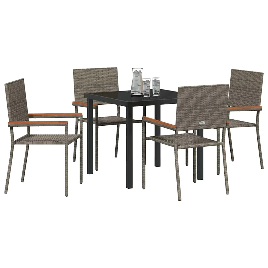 Záhradný jedálenský set s vankúšom 5 pcs Sivá polyratan