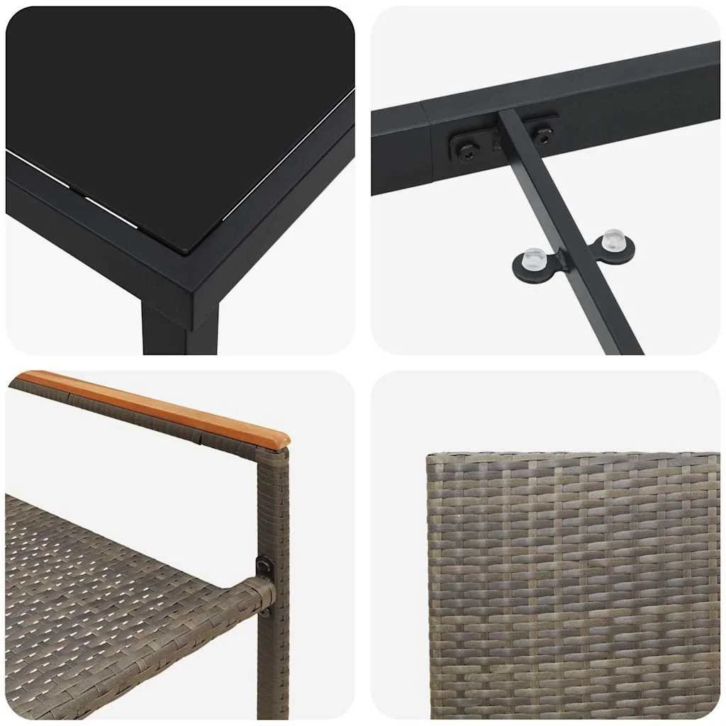 Záhradný jedálenský set s vankúšom 5 pcs Sivá polyratan