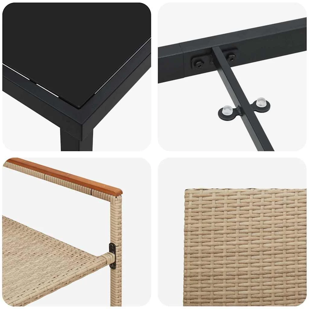 Záhradný jedálenský set s vankúšom 5 pcs Béžová polyratan