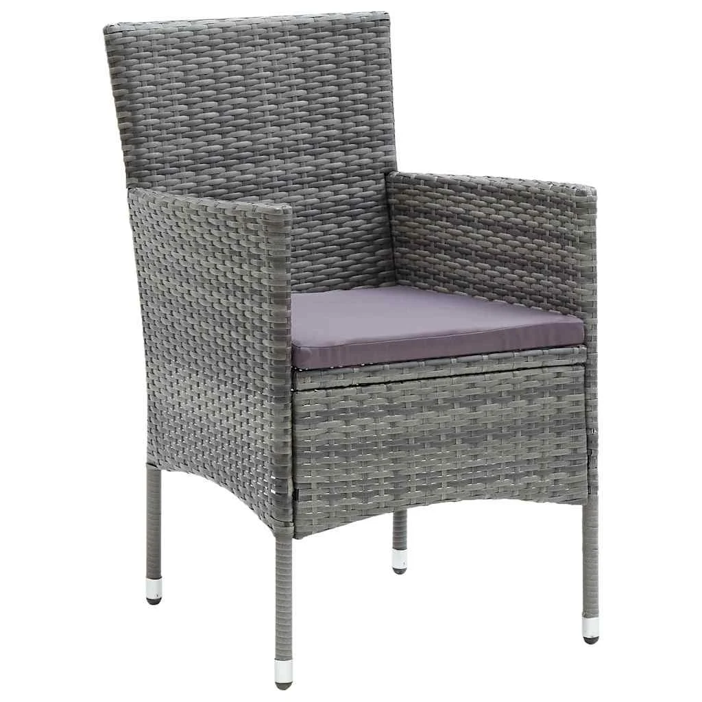 Záhradný jedálenský set s vankúšom 5 pcs Sivá polyratan